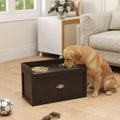 Pet Feeding Station with Storage & 2 Raised Bowls for Large Dogs | Coffee