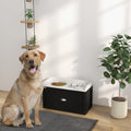 Pet Feeding Station with Storage — 2 Elevated Bowls for Large Dogs | Modern Black & White