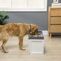 Pet Feeding Station with Storage – 2 Elevated Dog Bowls for Large Dogs, White