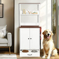 Pet Feeding Station With Bowls & Storage Cabinet — Adjustable 2-Level Shelving for Dogs & Cats
