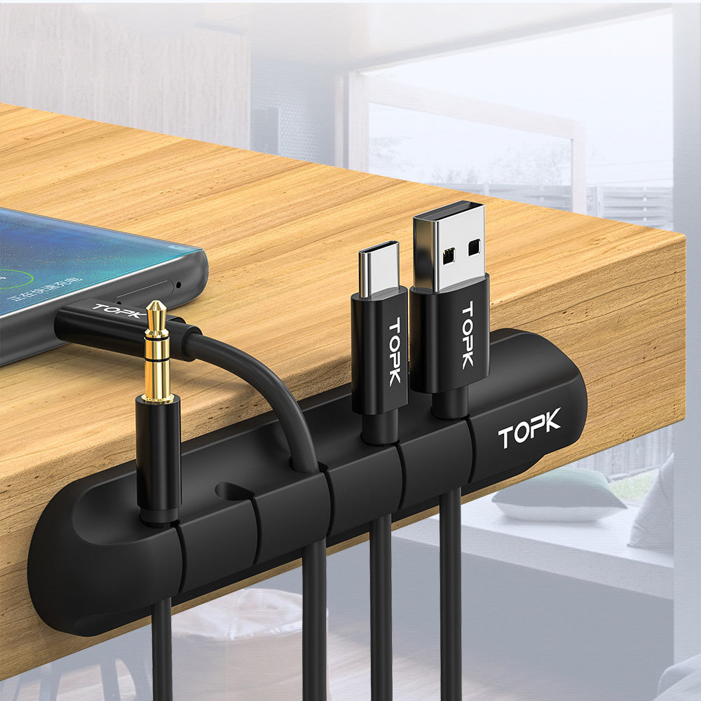 Silicone Cable Winder & Desk Organizer Clips – USB, Headphone & Charging Cord Management